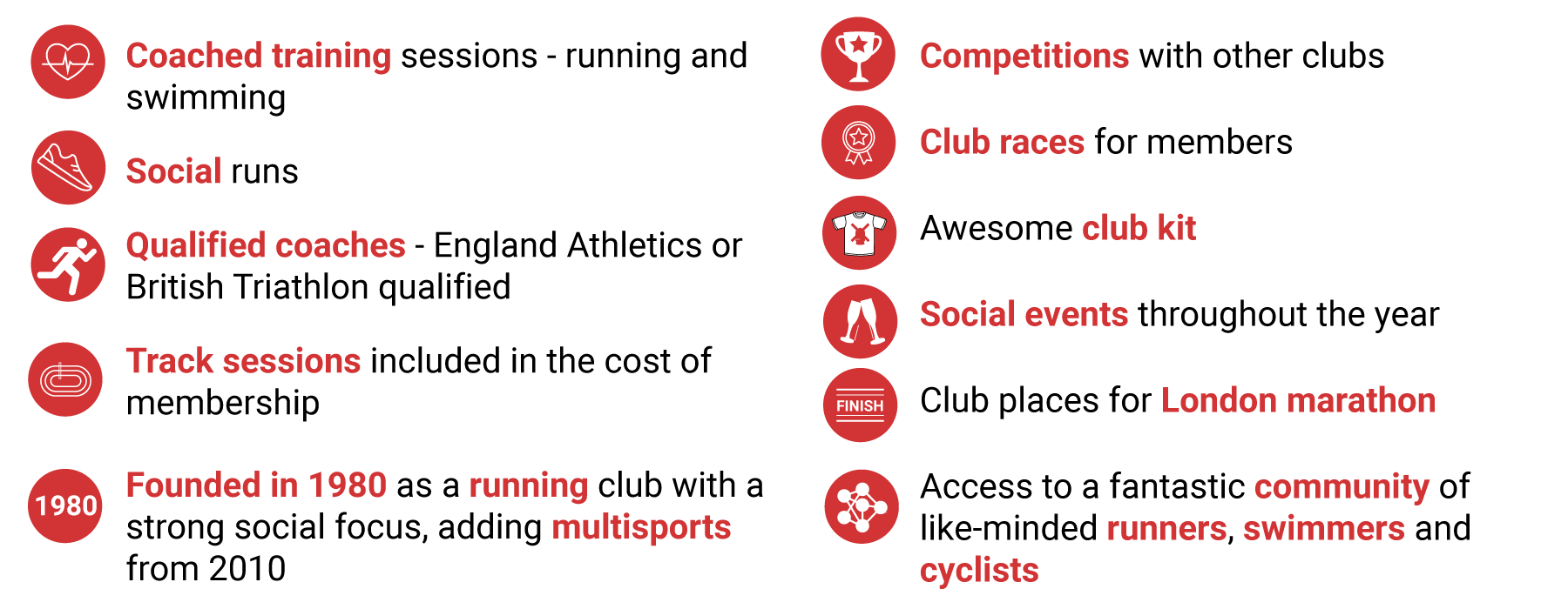 Graphic showing benefits of club membership