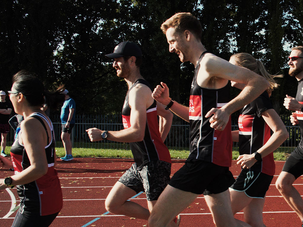 Photo of members on the track